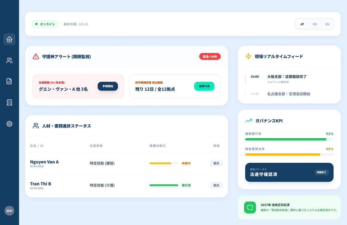 監理ワン管理画面のイメージ